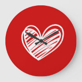 かわいい モダン ユニーク 赤いハート エレガント ロマンチック ラージ壁時計 (正面)