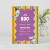 かわいい モダン リトル ブー 幽霊 猫 ベイビー シャワー 招待状 (スタンド正面)