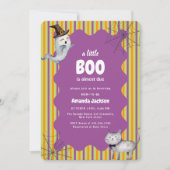 かわいい モダン リトル ブー 幽霊 猫 ベイビー シャワー 招待状 (正面)