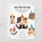 かわいい モルモット の 誕生日 パーティー 招待状 (正面)