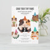 かわいい モルモット の 誕生日 パーティー 招待状 (スタンド正面)