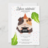 かわいい モルモット の 誕生日 パーティー 招待状 (正面)
