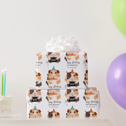 かわいい モルモット 名前 誕生日 歳 ラッピングペーパー (パーティーギフト)