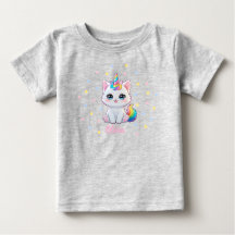 かわいい ユニコーンねこ 赤ちゃんTシャツ