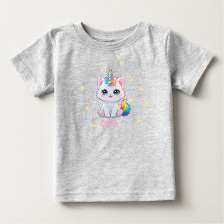かわいい ユニコーンねこ 赤ちゃんTシャツ ベビーTシャツ