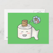 かわいい ユニコーンの夢をみるトイレットペーパー ポストカード (正面/裏面)