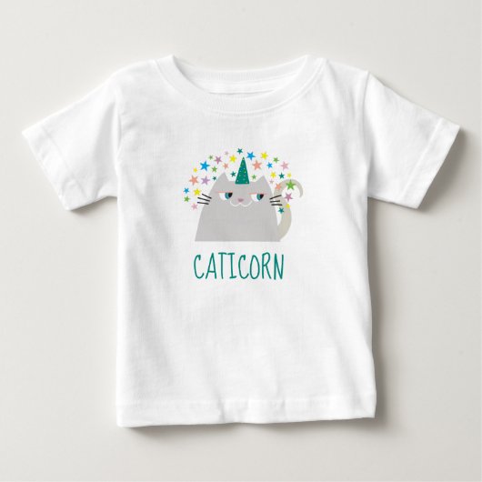 かわいい ユニコーン ネコ ベビーTシャツ (正面)