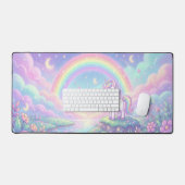 かわいい ユニコーン パステル レインボー マジカル デスクマット (キーボード&マウス)