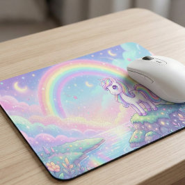 かわいい ユニコーン パステル レインボー マジカル マウスパッド