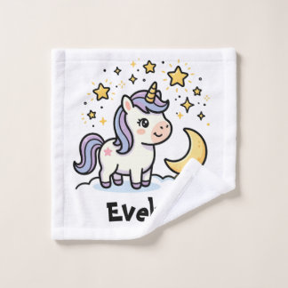 かわいい ユニコーン 月 星 ウォッシュタオル
