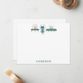 かわいい ユニークな 宇宙人の カスタマイズ ステーショナリー ノートカード (正面/裏面インサイチュ)