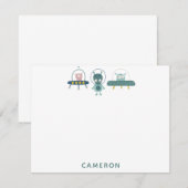 かわいい ユニークな 宇宙人の カスタマイズ ステーショナリー ノートカード (正面/裏面)