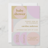 かわいい ユニーク 現代 パステル 幾何学 ベビーシャワー 招待状 (正面)