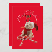 かわいい  ユーモアあふれるクリスマスのテディベア  メッセージ シーズンカード (正面/裏面)