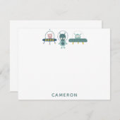 かわいい ユーモアあふれる 宇宙人の カスタマイズステーショナリー ノートカード (正面/裏面)