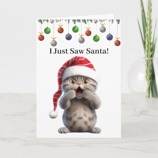 かわいい ユーモアたっぷりの 面白い 猫のクリスマス グリーティング カード (正面)