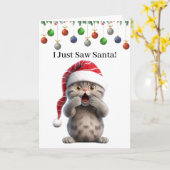 かわいい ユーモアたっぷりの 面白い 猫のクリスマス グリーティング カード (黄色い花)