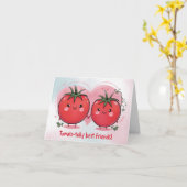 かわいい ユーモアのトマトのしゃれが最高の友達へお誕生日おめでとう カード (黄色い花)