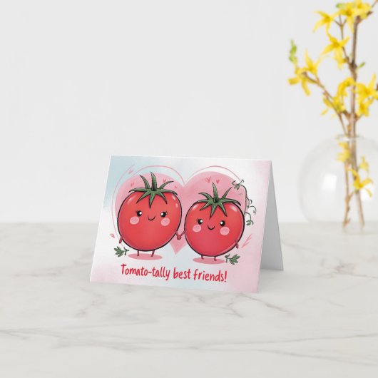 かわいい ユーモアのトマトのしゃれが最高の友達へお誕生日おめでとう カード (黄色い花)