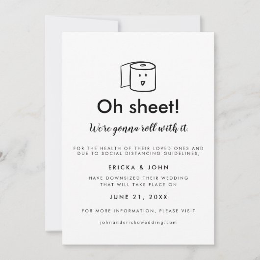 かわいい＆ユーモアの縮小結婚式写真 案内状 (正面)