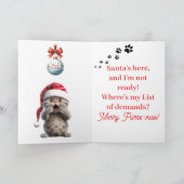 かわいい ユーモア あふれる 面白い 猫の クリスマス グリーティング カード (内部)