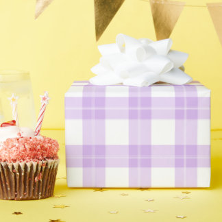 かわいい ライトパープル 格子柄 シンプル クラシック ラッピングペーパー