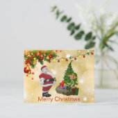 かわいい，ラカラフルイト，サンタクロース，小妖精や小人，クリスマス ポストカード (スタンド正面)