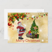 かわいい，ラカラフルイト，サンタクロース，小妖精や小人，クリスマス ポストカード (正面/裏面)