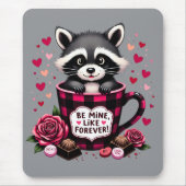 かわいい ラクーン バレンタイン バッファロー プリント  オエステティック マウスパッド (正面)