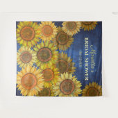 かわいい ラスティック ボーホー ひまわり ネイビー ブルー ブライダル シャワー タペストリー (正面(横))