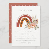 かわいい ラスト ボヘミア オレンジ 花 レインボー ベビーシャワー サンキューカード (正面/裏面)