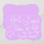 かわいい ラベンダー クール スクリプト タイポグラフィー ブライズメイド 招待状 (正面/裏面)