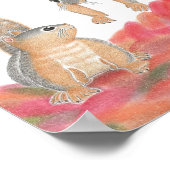 かわいい　リスと落ち葉　子供部屋　色鉛筆画 ポスター (角)