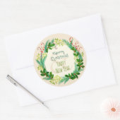 かわいい ルスティック エレガント ヴィンテージ グリーン メリークリスマス ラウンドシール (封筒)