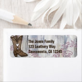 かわいい ルージュ ハート カウガール ブーツ ブライダルシャワー ラベル (インサイチュ)