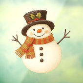 かわいい レトロな 田舎風の 雪だるま ウィンドウサイン (シート3)