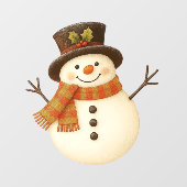 かわいい レトロな 田舎風の 雪だるま ウィンドウサイン (シート)