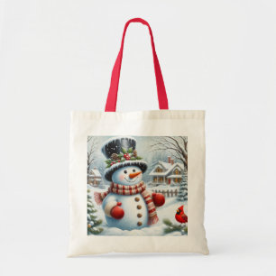 かわいい レトロ おもしろい クリスマス 冬 雪だるま トートバッグ