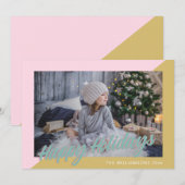 かわいい レトロ プレtty パステル ハッピー ホリデー フォト シーズンカード (正面/裏面)