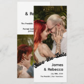 かわいい レトロ ボヘミア ミニマル ユニーク テキスト & フォト セーブザデート (正面/裏面)