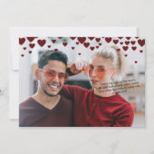 かわいい、ロマンチックなバレンタイン、バーガンディレッドハート 招待状 (正面)