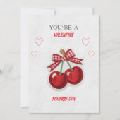 かわいい ロマンチック レトロ チェリー バレンタインデー カード (正面)
