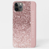 かわいい ローズゴールド グリッター ブラッシュ モノグラム Case-Mate iPhoneケース (裏面)