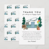かわいい ワン ハッピー キャンパー ツリー キャンピング 1歳の誕生日 サンキューカード (正面/裏面)