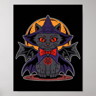 かわいい ヴァンパイア 魔女 コウモリ 羽 月 ハロウィン ポスター