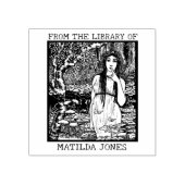 かわいい ヴィンテージの森の少女 図書館から ラバースタンプ (インプリント)