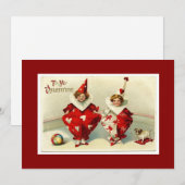 かわいい ヴィンテージ バレンタインズ キッズ シーズンカード (正面/裏面)