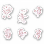 かわいい ヴィンテージ ピンクの天使のキューピッド 花のパック シール (正面)