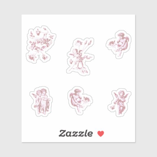 かわいい ヴィンテージ ピンクの天使のキューピッド 花のパック シール (シート)