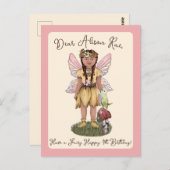 かわいい ヴィンテージ フェアリー ハッピー フォース バースデー パーティー ポストカード (正面/裏面)